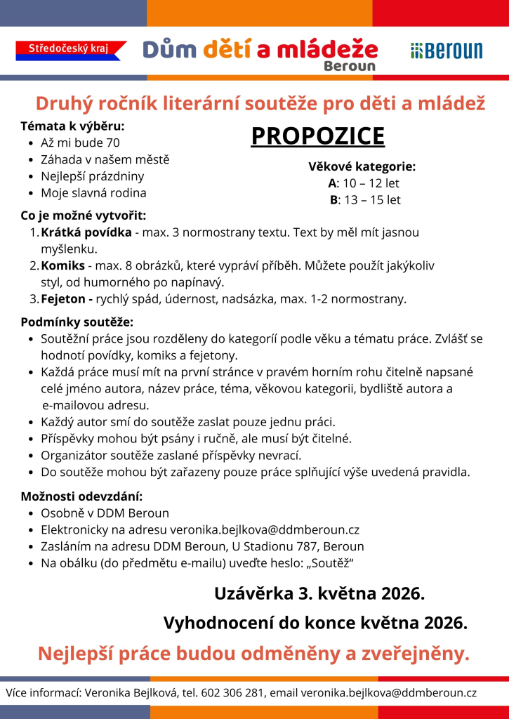 Druhý ročník literární soutěže pro děti a mládež