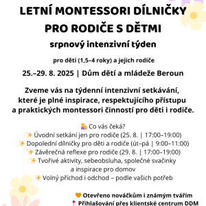 Letní Montessori dílničky pro rodiče s dětmi